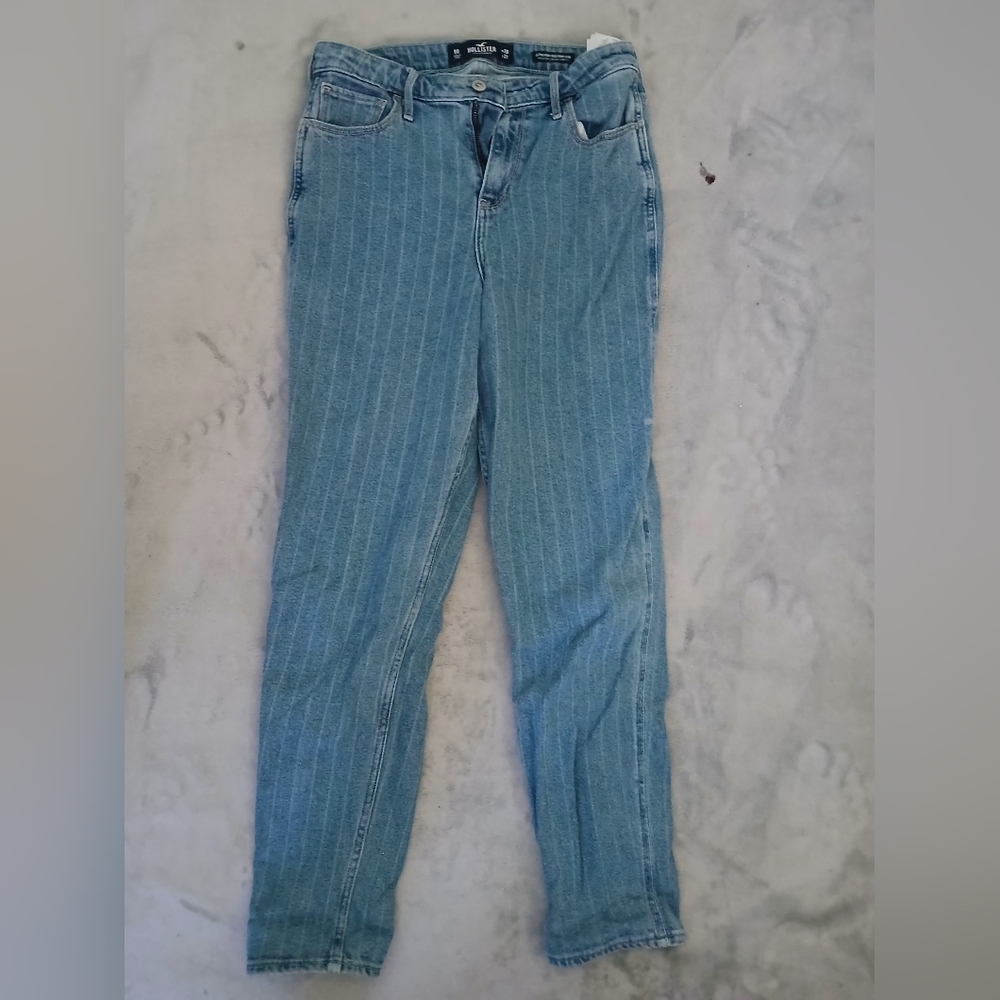 Hollister Blue Pinstripe Straight Leg Jeans